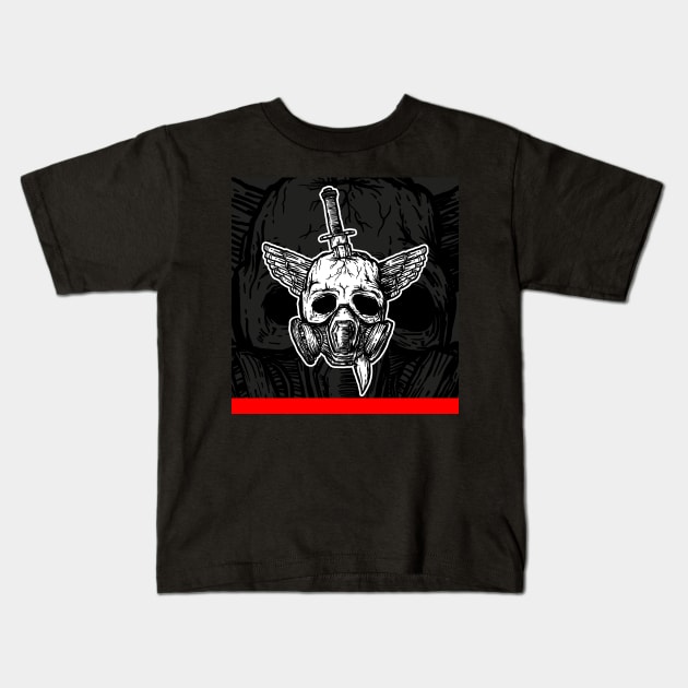 Tattoo style skull in gasmask Kids T-Shirt by ComPix